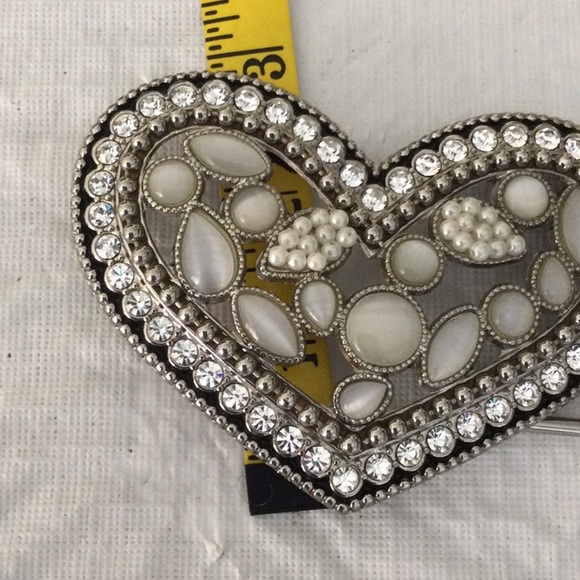 Chic Heart-Shaped Silver & White Color Belt Buckle * - Picture 3 of 5